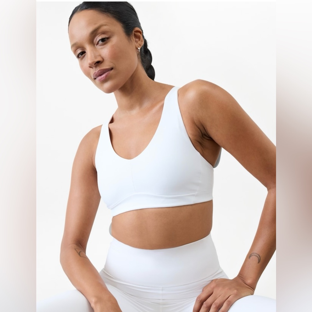 Nwot-Athleta White Interval Plunge Train Bra, Small A-C